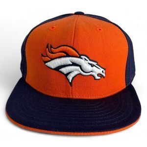 Denver Broncos Hat  Reebok Fitted Size 8 NFL Orange Blue Football Cap